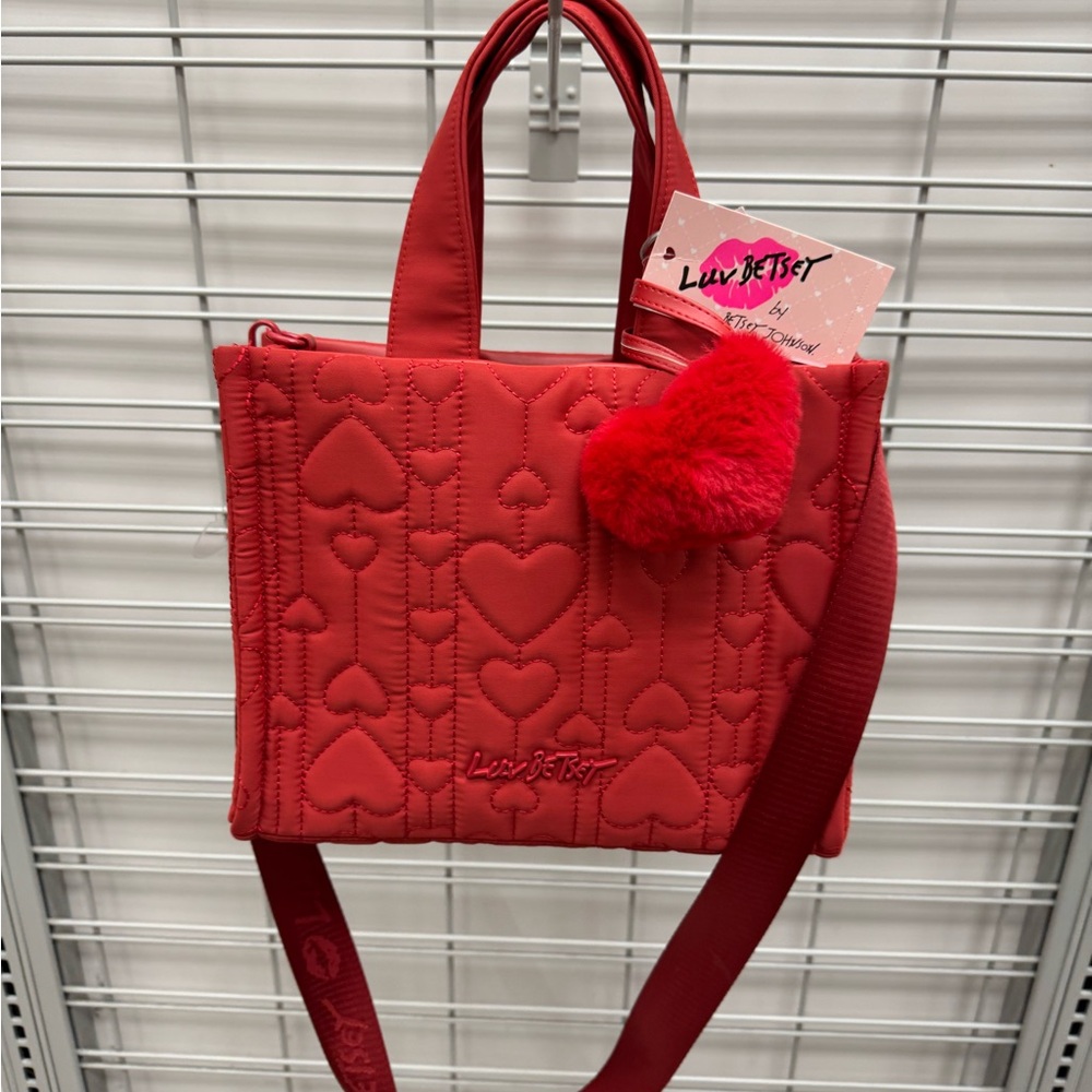 Luv by Betsey Johnson Red Heart Quilted Women's Bag Valentine’s tote